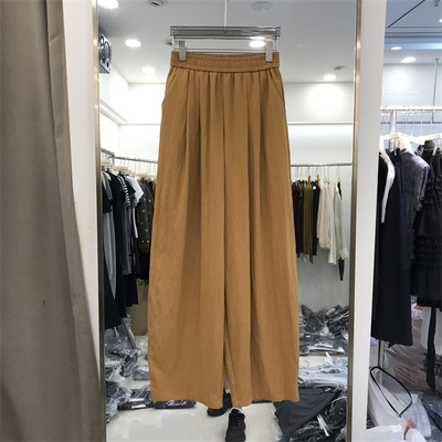 韩版冰丝阔腿裤女2026夏新款松紧高腰显瘦垂感休闲百搭直筒裤9075