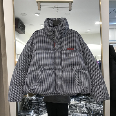 2025冬季新款短款立领加厚格子显瘦羽绒服女百搭90白鸭绒外套3116