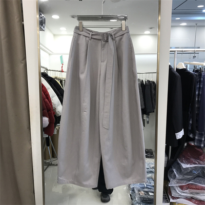 配腰带拖地西装阔腿裤女2026春装新款欧货女装时尚休闲裤潮28683