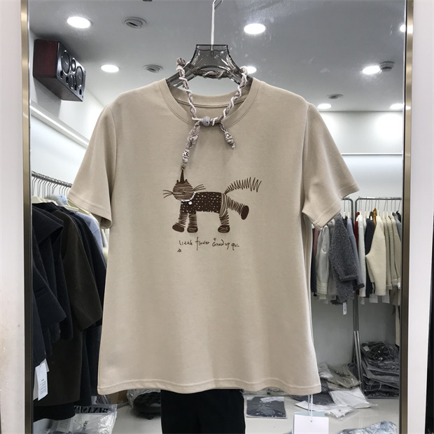 欧洲站时尚圆领短袖T恤衫女2026夏季新款宽松休闲显瘦上衣潮86062