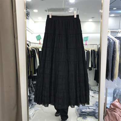 2026春装时尚松紧腰减龄气质堆堆褶皱半身裙中长仙女蛋糕裙68005