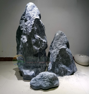 定制玻璃钢仿真石头人造雪浪石枯山水禅意景观园林装 饰摆件假山石