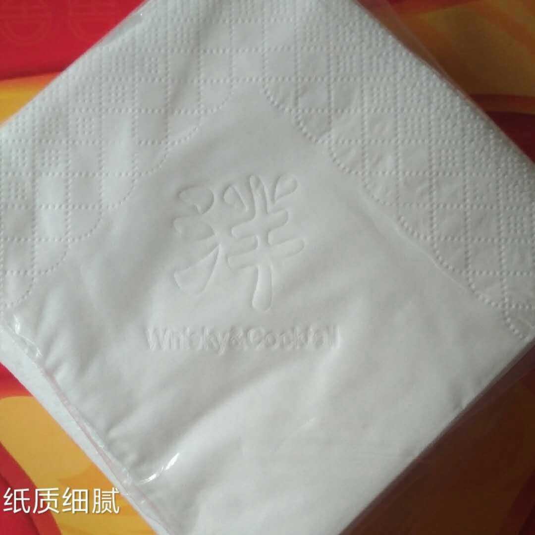 定做双层钢印压纹标餐巾纸100包logo广告纸巾餐饮厚正方形手帕纸