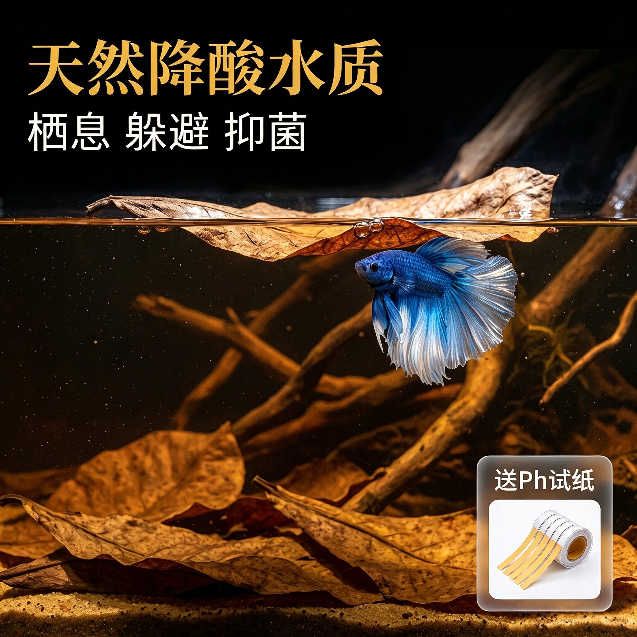 鱼缸斗鱼榄仁叶乌龟水族懒人调节图片