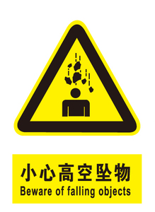 小心高空坠物警示牌标识牌 标牌定制 安全指示牌 墙贴 标牌 定做