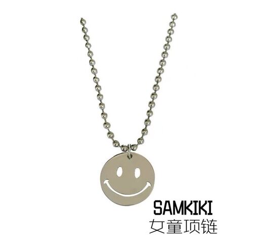 韩国钛钢笑脸项链宝宝饰品