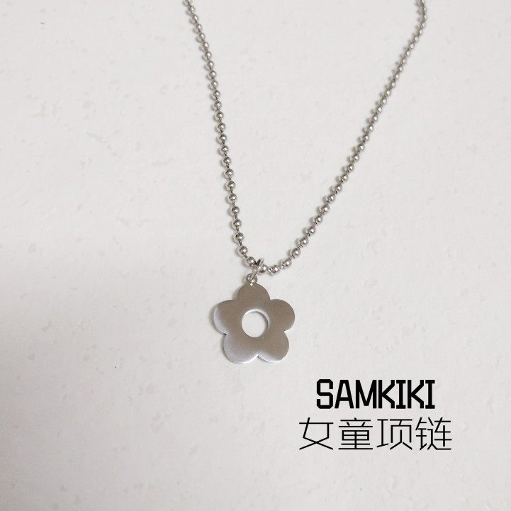 韩国女童花朵钛钢项链儿童时尚个性项链百搭宝宝衣服T恤配饰