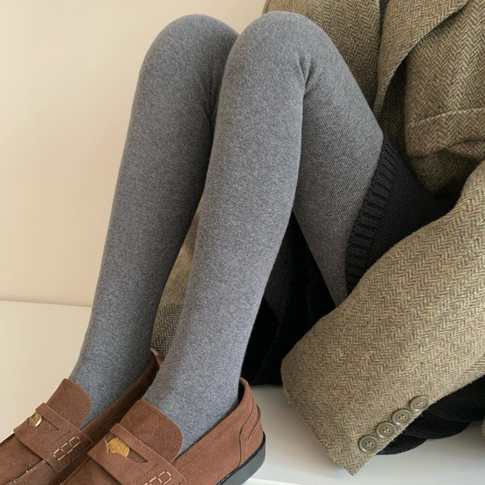 秋冬日系灰色打底裤女外穿加绒加厚保暖显瘦紧身袜裤踩脚连裤袜