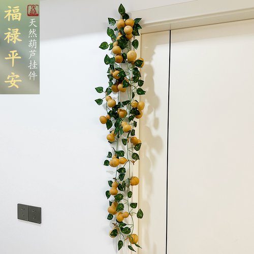天然小葫芦挂件挂饰客厅玄关电视柜卧室大门装饰葫芦串绿萝塑料叶