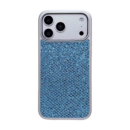 iPhone17pro亮片手机壳防摔保护套蓝色轻奢风大孔闪粉壳15promax硬背板防刮14pm适用苹果16高颜色ins时尚夜店
