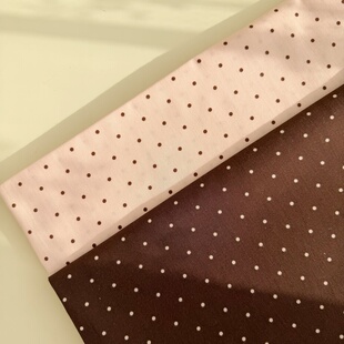 60支全棉薄粉色咖波点手作家居服发圈包包里布布diy平纹纯棉面料