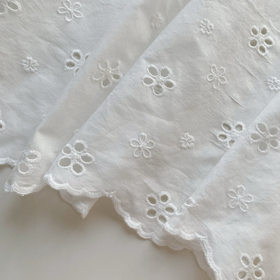 40支全棉白色棉布镂空刺绣花朵蝴蝶结服装连衣裙蕾丝绣花面料