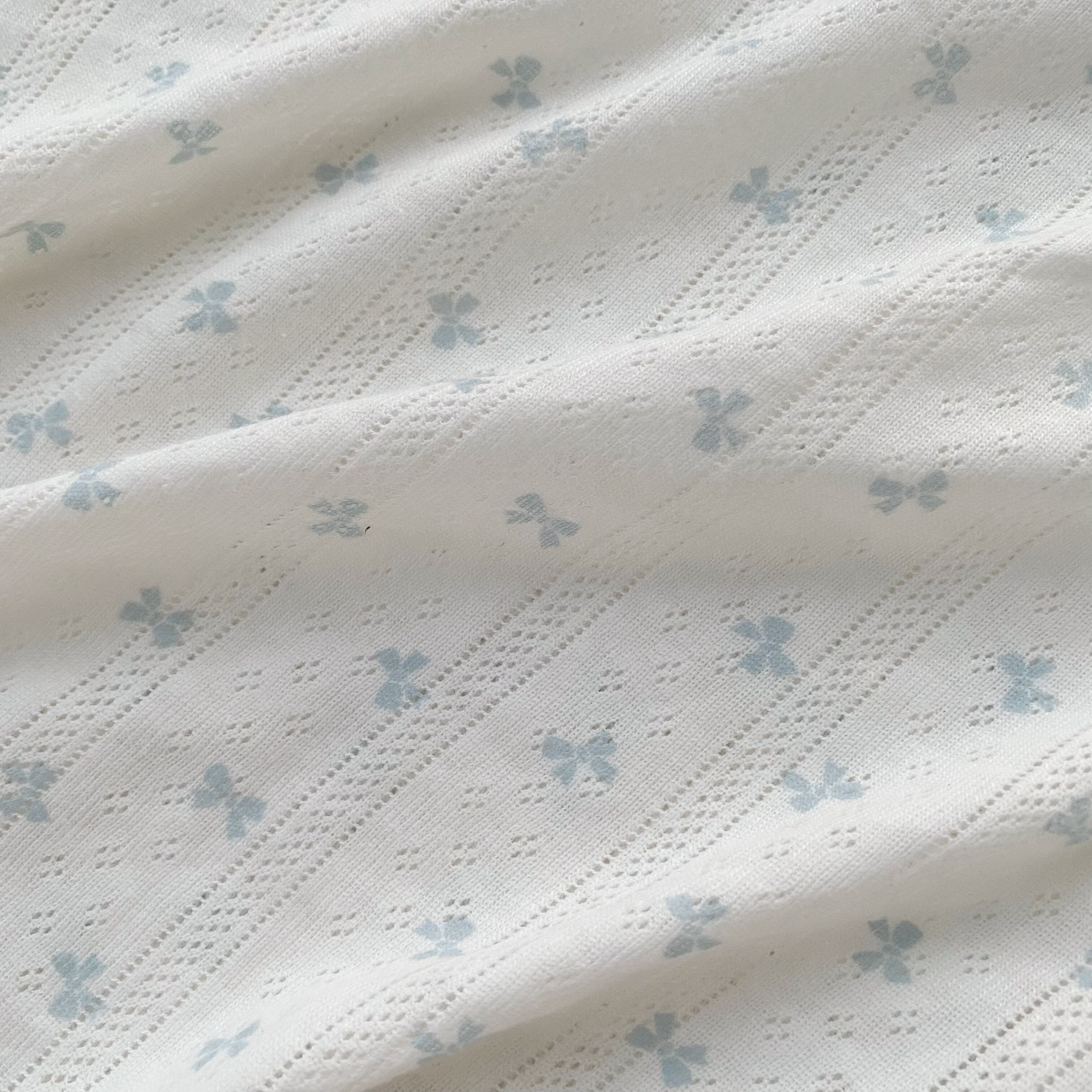 bm风春夏针织镂空蓝色蝴蝶结手作家居服化妆包发圈diy薄布