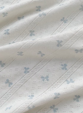 bm风春夏针织镂空蓝色蝴蝶结手作家居服化妆包发圈diy薄布