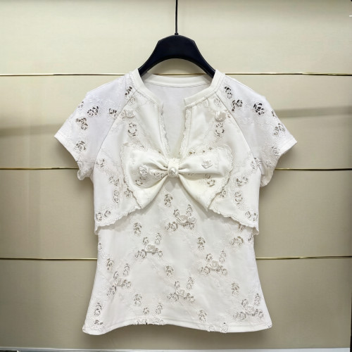 福现货正品26夏蝴蝶结镂空T恤LF26X61ST377-260