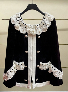 桥现货正品24春撞色丝绒珍珠领外套LF24C11SC054-240