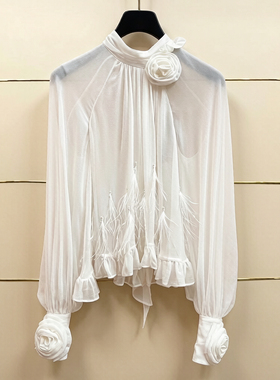 桥现货正品24春玫瑰花羽毛薄透上衣LF24C61SB200-240