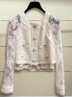 区现货正品24夏蕾丝拼接粗花呢外套LF24X11SC173-240
