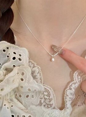 s925镀银天然珍珠碎银子项链2025新款爆款女新轻奢小众锁骨链配饰