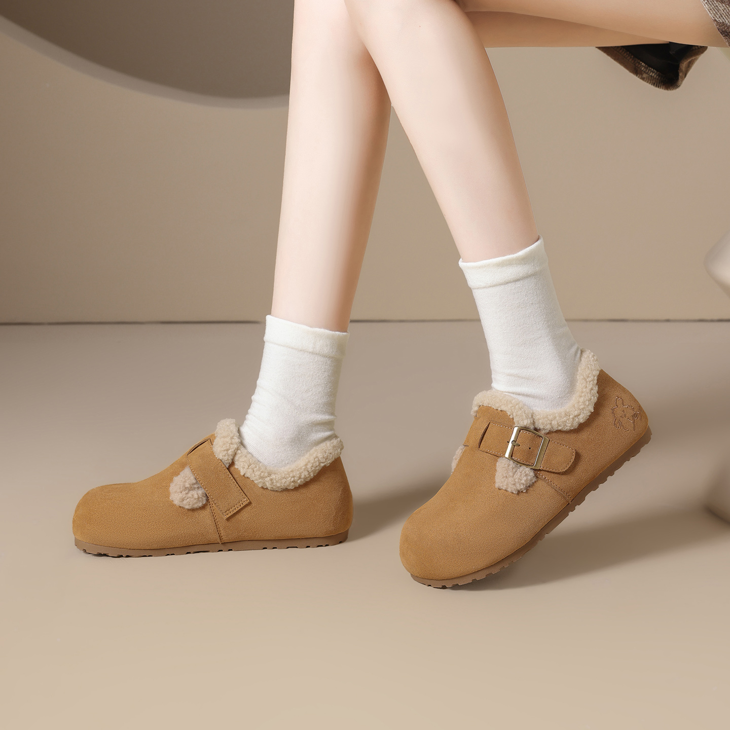 卓诗尼潦草小狗复古加绒勃肯鞋