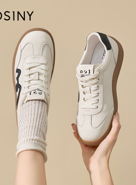 Josiny/卓诗尼26春季休闲风平底小白鞋女百搭软底德训系带运动鞋