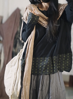 MMBL慢慢变蓝荼文艺原创设计师款长袖上衣35943衣长70 胸围140