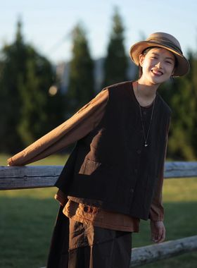 MMBL慢慢变蓝荼秋冬亚麻马甲351081