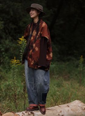 MMBL慢慢变蓝荼桑蚕丝香云纱新中式马甲短棉服332103-1