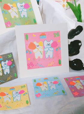 「one one」原创可爱小清新治愈secret garden riso画日系风