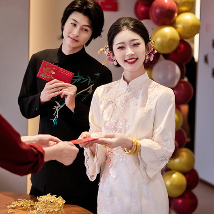 香槟色旗袍2025新款新娘结婚礼服小个子中式嫁衣高级敬酒服订婚服