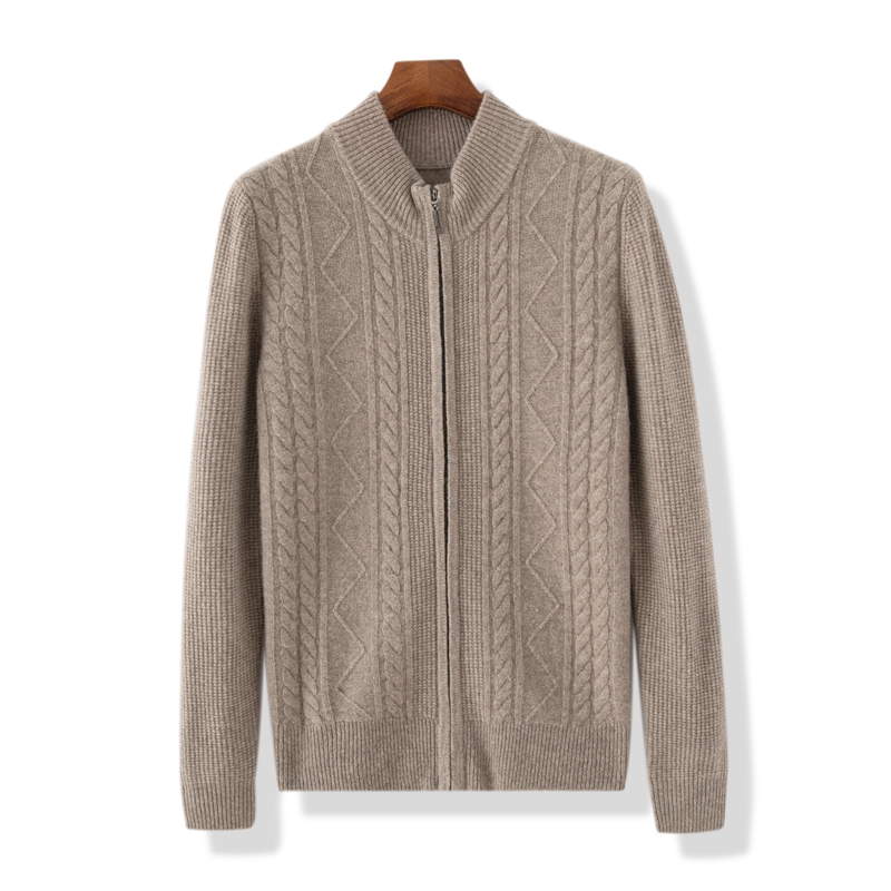 100%纯羊毛衫男拉链开衫毛衣外套