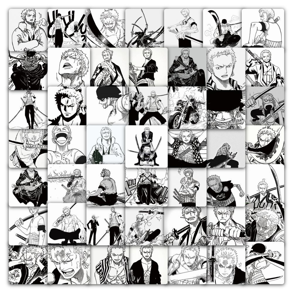 59张日漫航海王黑白索隆贴纸海贼王卡通墙面桌面笔记本装饰防水贴