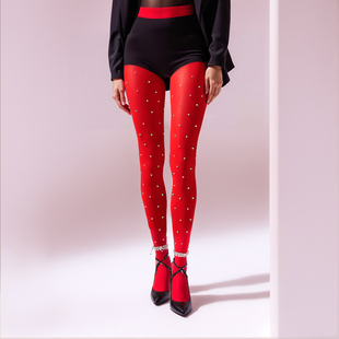 秋冬中厚肤色加档纯色波点彩色AB水钻烫钻闪亮打底袜连裤 袜子女