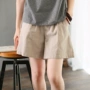 2019 mới hè văn học cổ điển cotton và quần short vải lanh của phụ nữ rắn màu lỏng lẻo thắt lưng đàn hồi hoang dã mặc quần chân rộng - Quần short quần short nữ đẹp