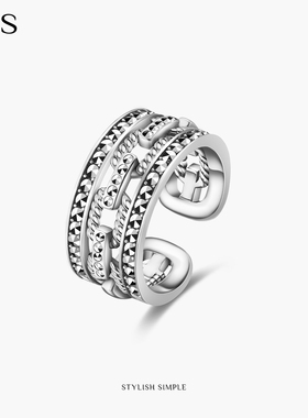 MGS/曼古银香颂戒指 S925银轻奢高级感纯银手饰复古镶嵌节日礼物