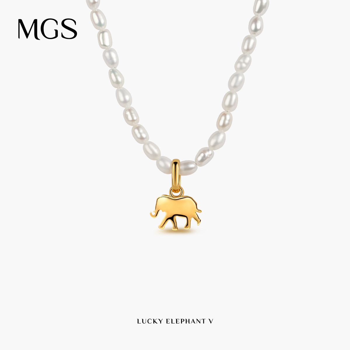 MGS/曼古银银镀18K金米形珍珠项链女轻奢S925纯银小众高级