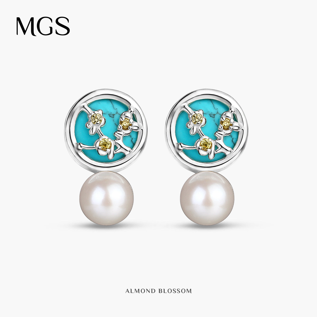 MGS/曼古银梵高法式复古杏树S925纯银淡水珍珠耳环气质小众设