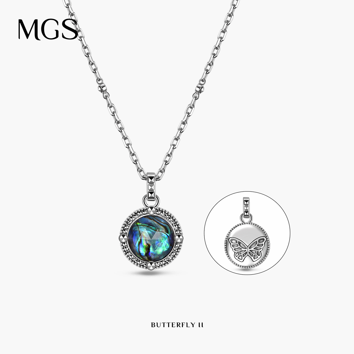 MGS蜕变系列鲍鱼贝宝石轻奢项链高级感设计S925银蝴蝶锁骨链女