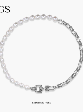 MGS曼古银油画玫瑰系列巴洛克珍珠S925高级送妈妈珍珠项链显年轻