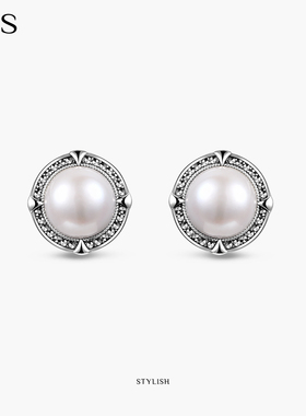 MGS/曼古银香颂系列925银珍珠耳钉耳环耳坠复古精致时尚耳饰轻奢