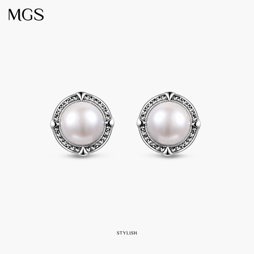 MGS/曼古银925银珍珠耳钉