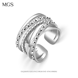 曼古银流金系列925银戒指小众设计轻奢复古法式 MGS 高级感女指环