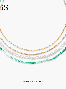 MGS/曼古银2025夏季新款多巴胺七彩串叠戴项链民族风高级感饰品女