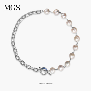 MGS星合月系列輕奢巴洛克珍珠項鏈原創(chuàng)小眾設(shè)計S925純銀毛衣鏈女