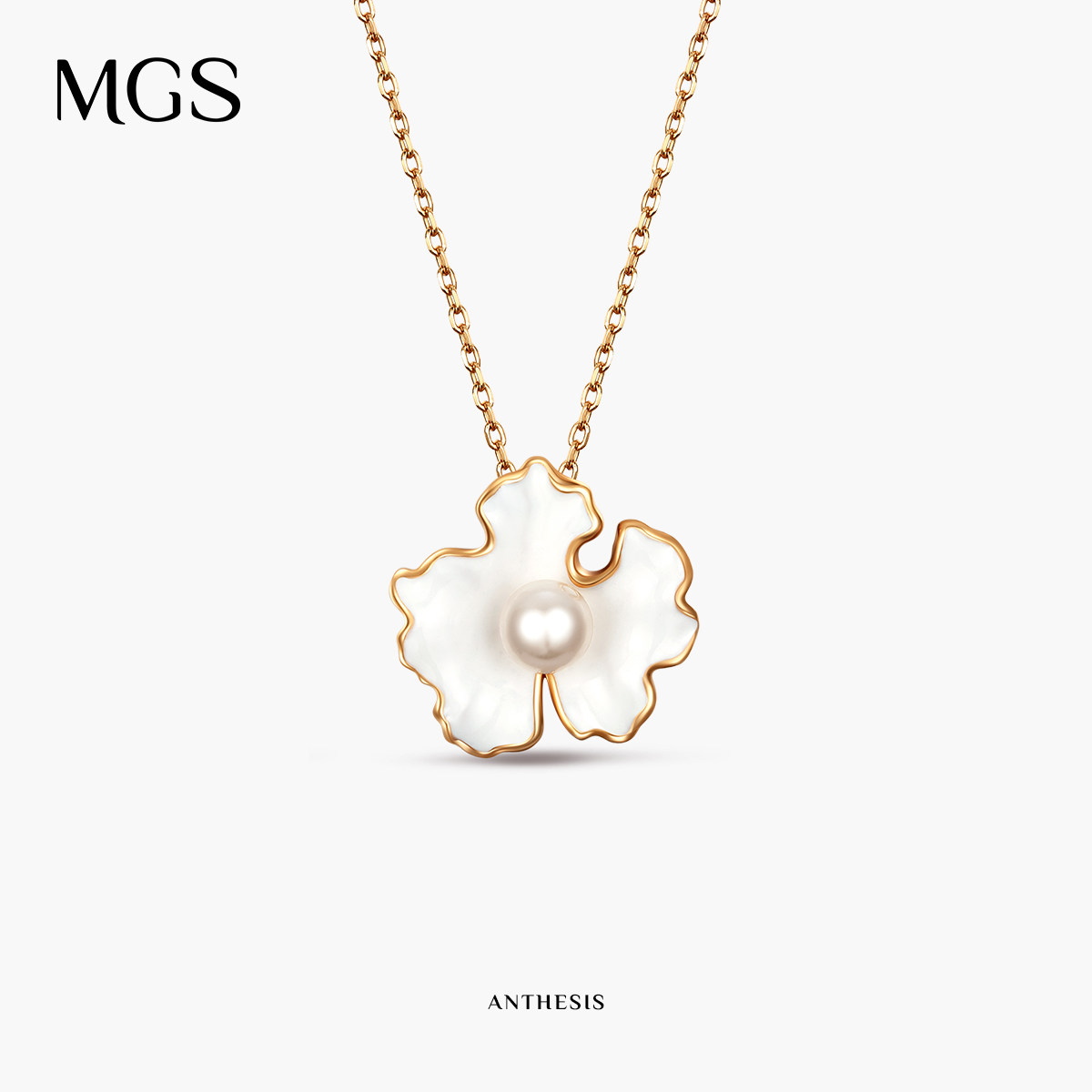 MGS曼古银925银珍珠吊坠时尚设计款精致气质复古国风女生可爱项