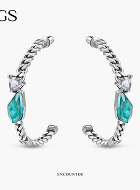 MGS/曼古银邂逅系列小众设计感高级冷性风凤凰石拼白水晶耳环女潮