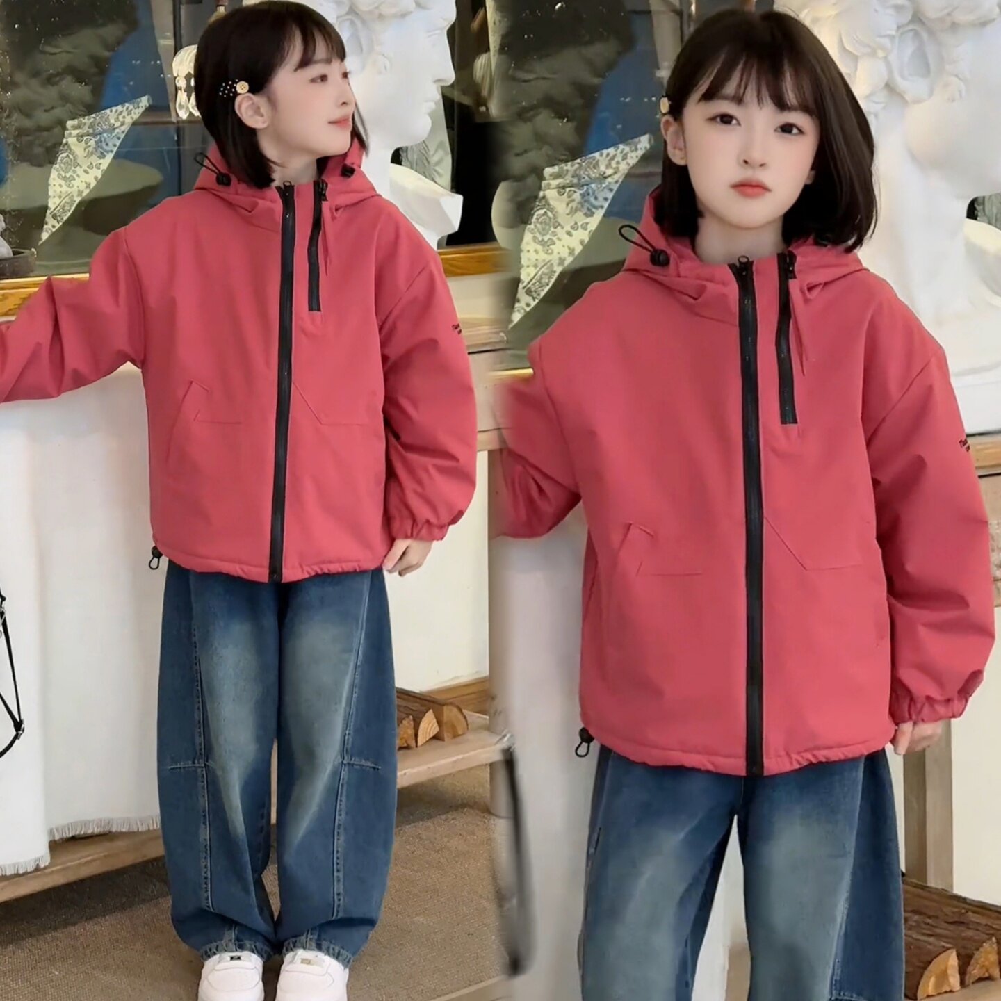 女童奥粒绒外套连帽时尚洋气百搭中大童秋冬纯色洋气儿童上衣冬装,童装/婴儿装/亲子装,儿童冲锋衣,淘宝优惠券,粉丝福利购,淘宝优惠卷