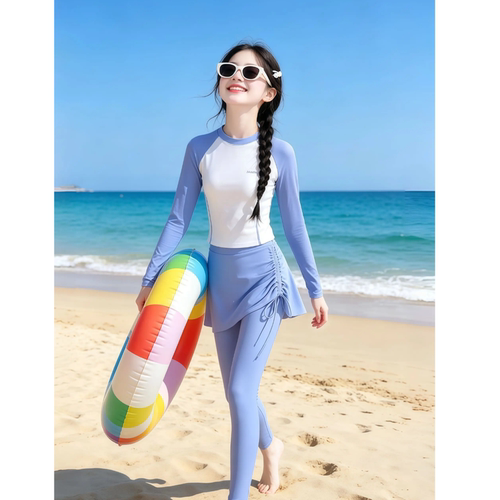 女童分体防晒长袖长裤温泉泳衣潮