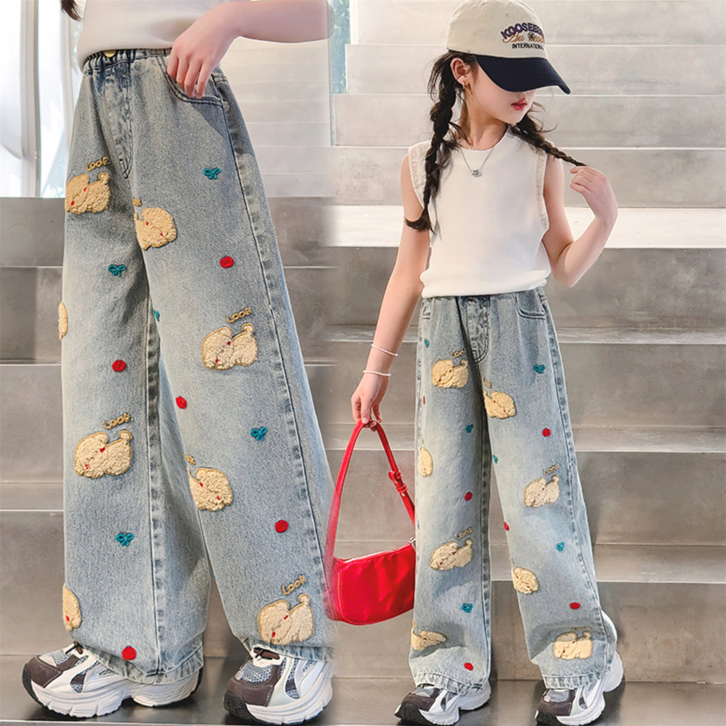 女童春装牛仔裤时髦洋气2026新款韩版小狗毛巾绣时尚洋气百搭裤子,童装/婴儿装/亲子装,儿童牛仔裤,淘宝优惠券,粉丝福利购,淘宝优惠卷