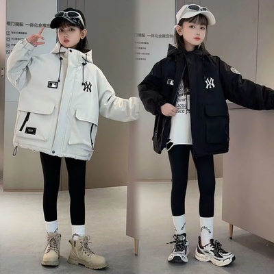 女童冲锋衣二棉加厚一体绒女孩